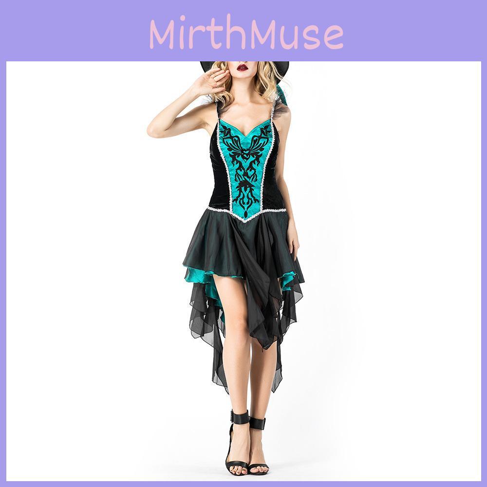 Bezauberndes Hexenkostüm für Erwachsene mit bestickter Brust, perfekt für Festivals