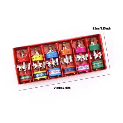 6 Stück Mini Weihnachts-Holzkarussell Geschenke DIY Bastelarbeiten Weihnachtskarussell Hängendes Weihnachtskarussell Baumhänger Heim Party Dekor