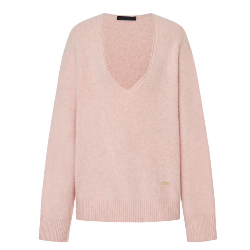 MO&Co. Women's Raccoon Wool Blend V-Neck Sweater