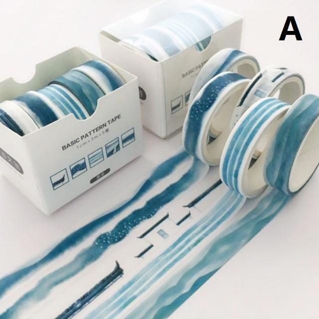 5Pcs / Pack Simple Colorful Basic Style Washi Tape Set DIY Scrapbooking Sticker Label Masking Tape School Office Supply