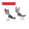Industrial Flatbed Sewing Machine Parts: Computerized Machine with Small Presser Foot P360 & Zipper Presser Foot P361 (Wide Left, Narrow Right)