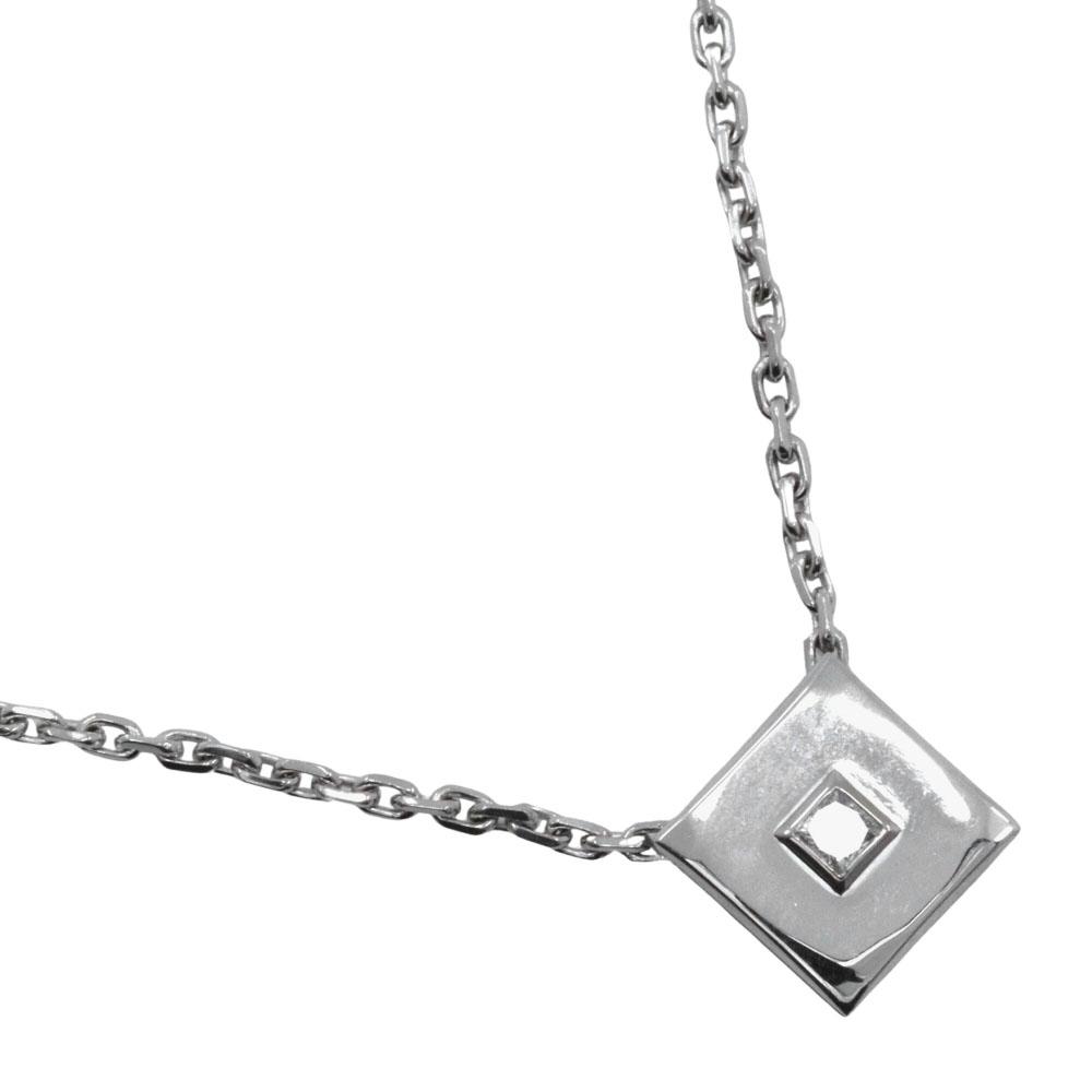 Boucheron Square Necklace 1P diamond K18 white gold/diamond Square 9.2g Women Used