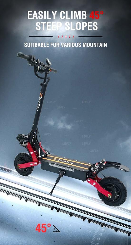 2025 Heißer Verkauf ZonDoo ZO01 plus 5600W60V33AH Doppelmotor Offroad Elektroroller, Typ C Vollfederung Schnelle Geschwindigkeit 65KMH 45MPH