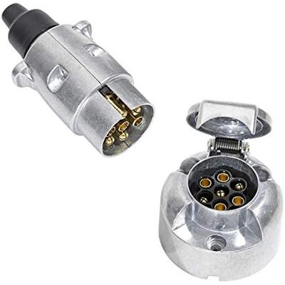 Metal 7 Pins Trailer Sockets And 7 Pins Trailer Socket 12V Waterproof Metal Plug Socket Trailer 7 Pins Female Male For Rv Truck Auto Connector Trai