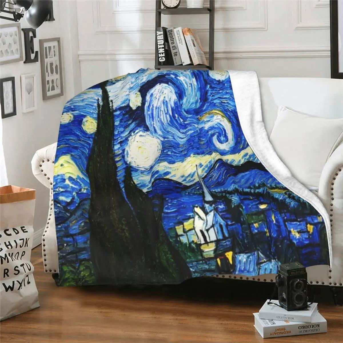 

Van Gogh The Starry Night Flannel Throw Blanket Soft Cozy Warm Bed Blanket All Season Blanket for Couch Bed Sofa Fall Nap Travel 40x50in