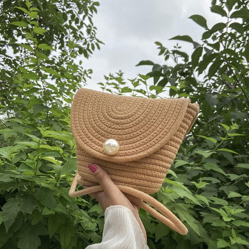 Stroh-Umschlagtasche Sommer neu Damen Schultertasche Shopping Reise Pendeln City Beauty Dame Geschenk Perlendekoration