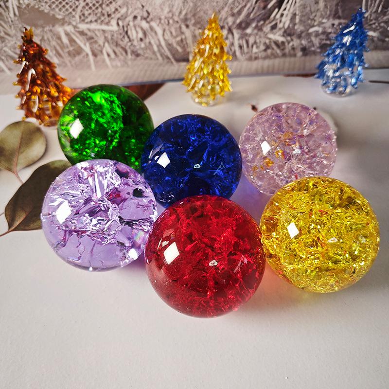 

5CM Non-Fading True Color Ice Crackle Crystal Ball - Feng Shui Pond Rotating Water Feature Accessory Blue Ball