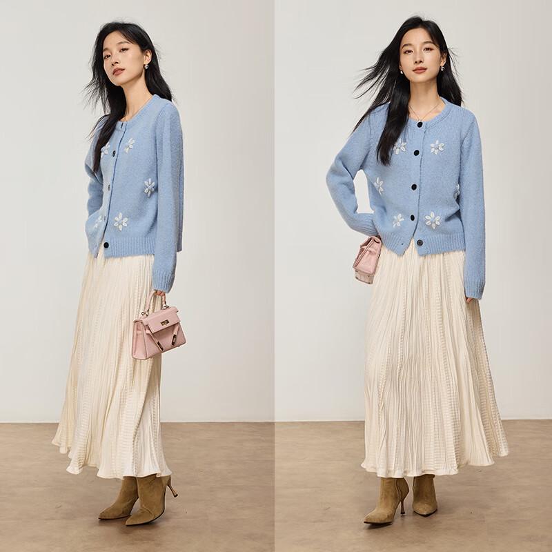 VICTORIA&VERA Women's Embroidered Wool Blend Knit Sweater