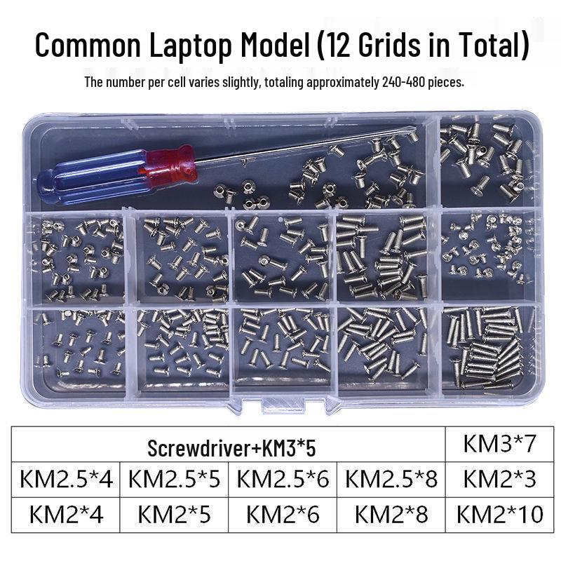 Laptop & Desktop Repair Screw Set for Motherboard, Chassis, Hard Drive, and Back Cover Accessories.