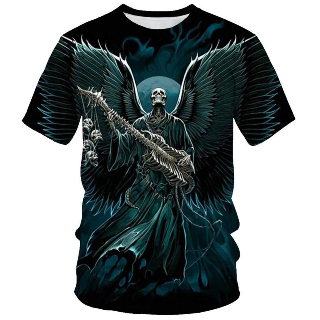 Men's Vintage Bones 3D Skeleton Man Print T-Shirt Summer Novelty Graphic T-Shirt Top Sport Running Speed Dry Plus Size Tops