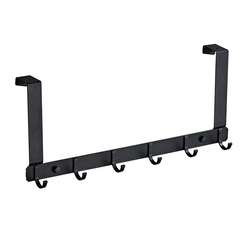 Hotel Household Fittings Metal Door Hanging Clothes Rack Kitchen Solid Black Over the Door Steel Bathroom