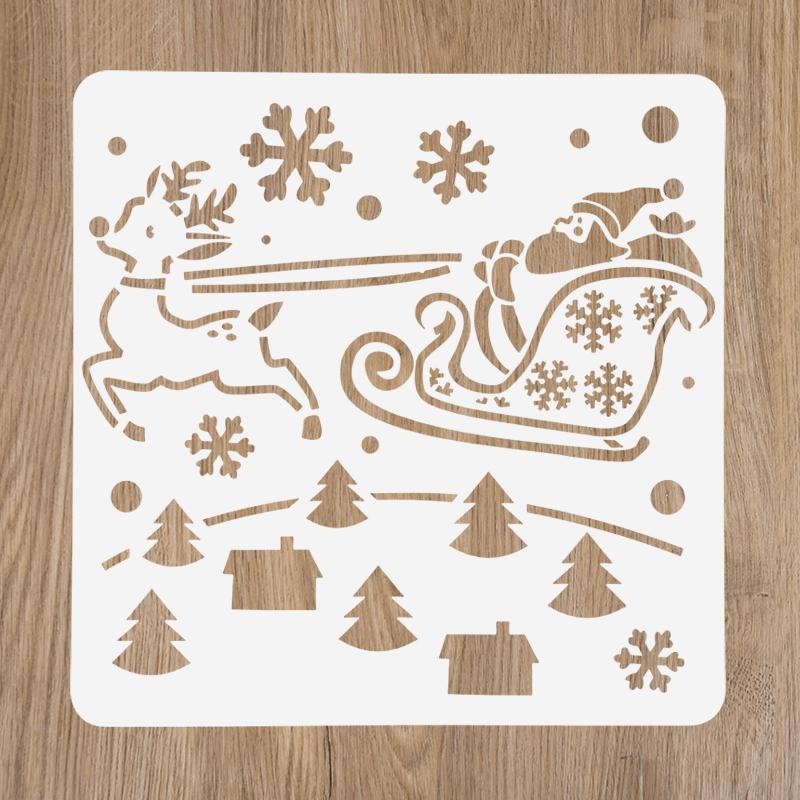 Christmas Painting Stencils Embossing Paper Card Scrapbooking Stamp Album Decoration New Year DIY Wall Window Decor Kids Gifts