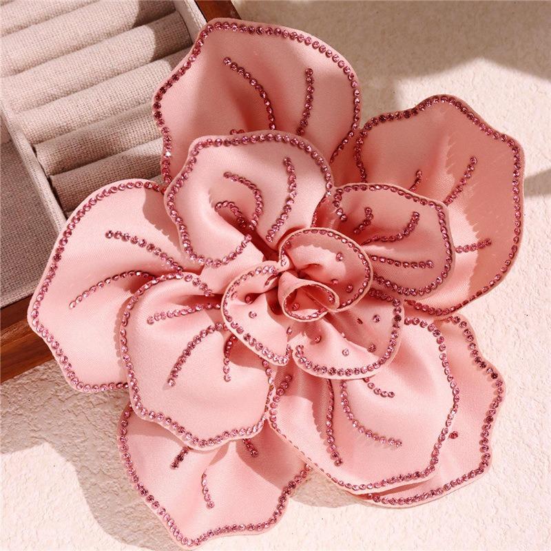 1PC 14cm Flower Rhinestone Patch Creative Costume Brooch Ornamental Flower Set with Diamonds Flower Costume with Diamonds