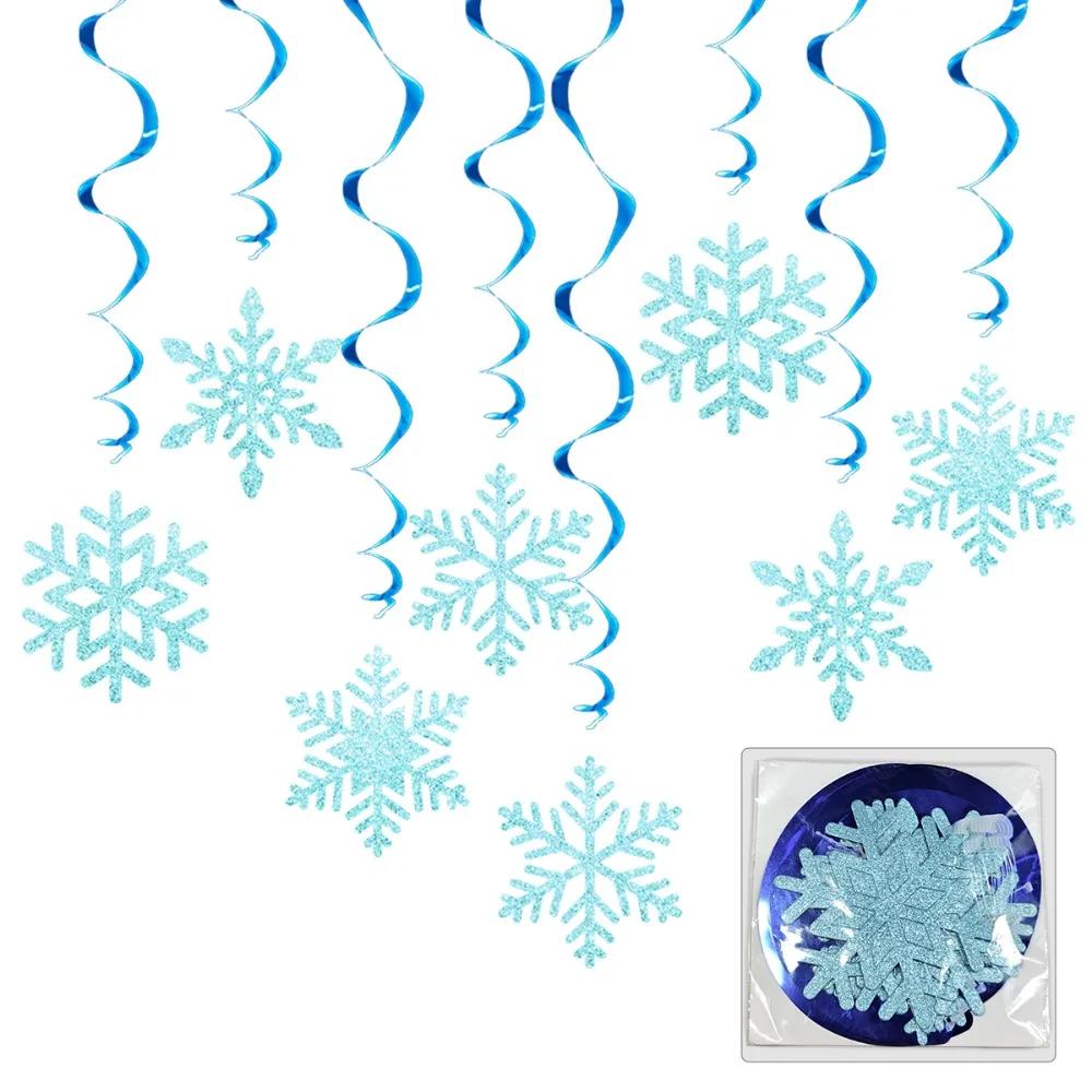 High Quality 8pcs Ceiling Streamers Christmas Snowflake Streamers Swirl Snowflake Vortex Snowflake Hanging Ornament Snowflake