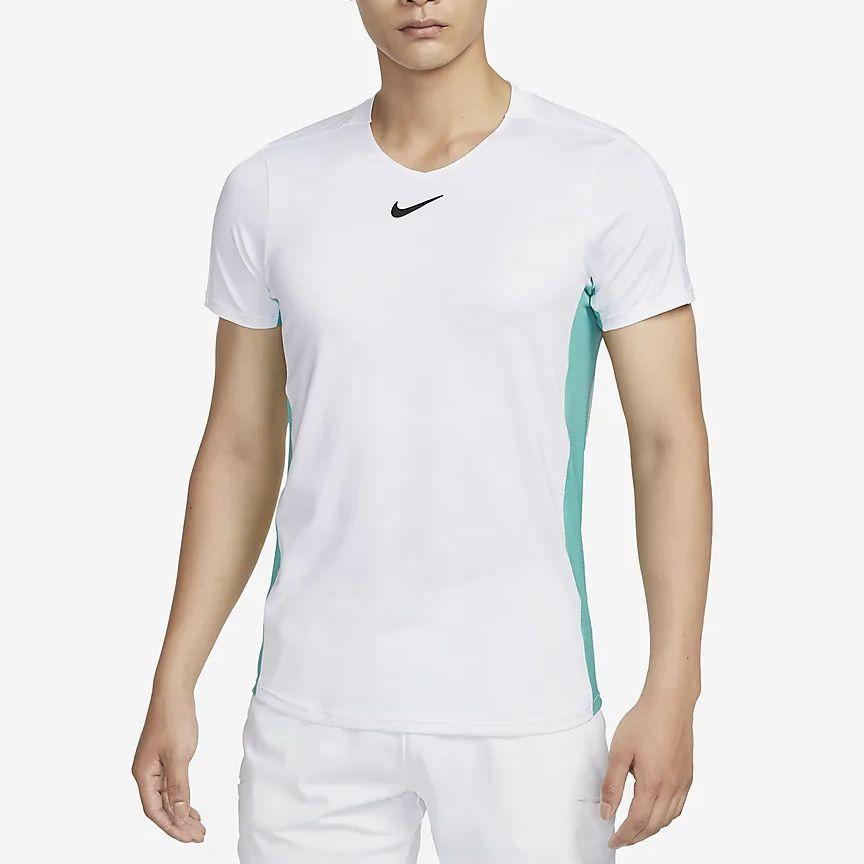 Nike Color Block Quick-Dry Tennis T-Shirt Men Tops White DX5539-100