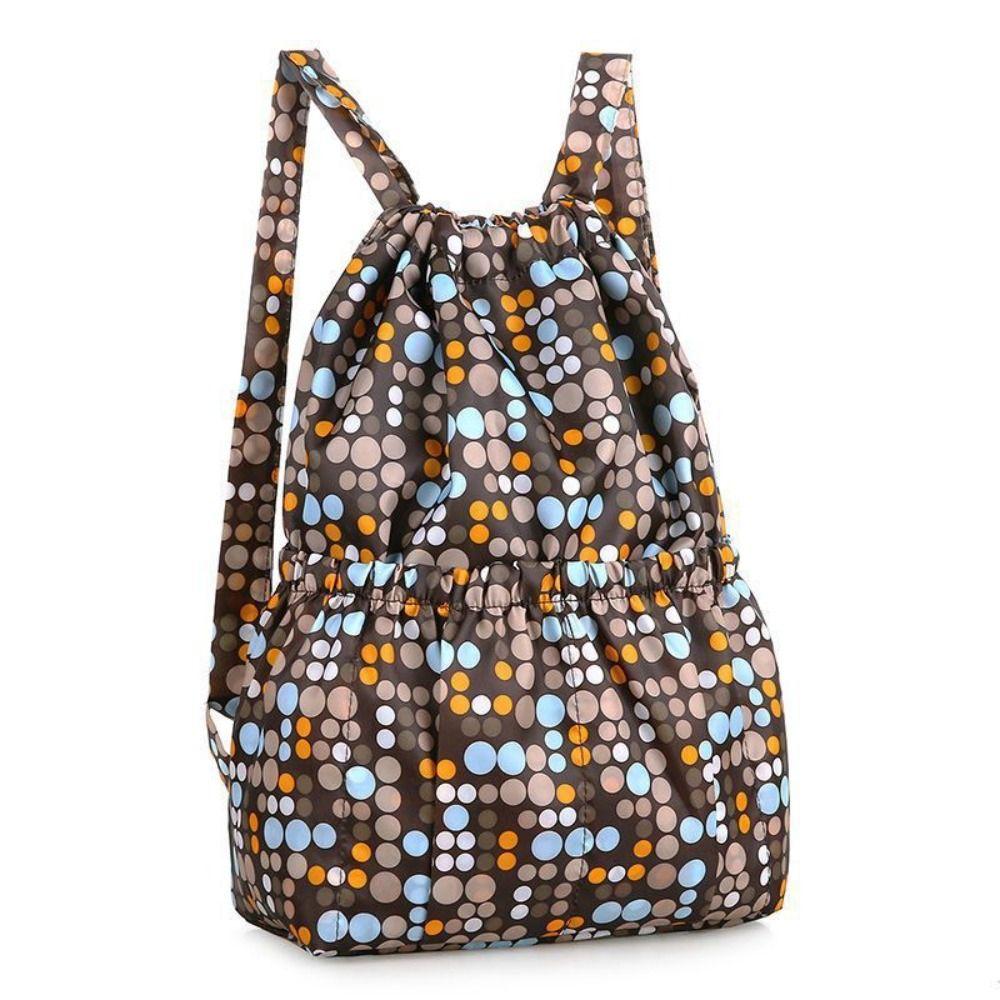 Versatile Floral Printed Drawstring Bag Waterproof Large Capacity Backpacks Sports Fold Portable Shopping Bag Teenage Girls