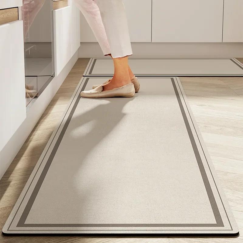 Kitchen Carpet Water-absorbent Anti-slip Floor Mat Diatom Mud Oil Absorption Foot Mats Minimalist Stripe Home Decoration Rug