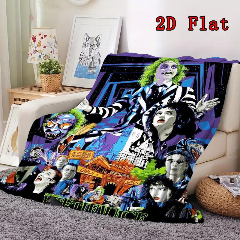 Beetlejuice 2D Flat Pattern Flannel Blanket High quality All Seasons Warmth and Comfort Perfect for Christmas Gifts.MMT0918328