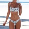Women's Summer Fashion Sexy Print  Waist Split Sling Bikini Swimsuit Set