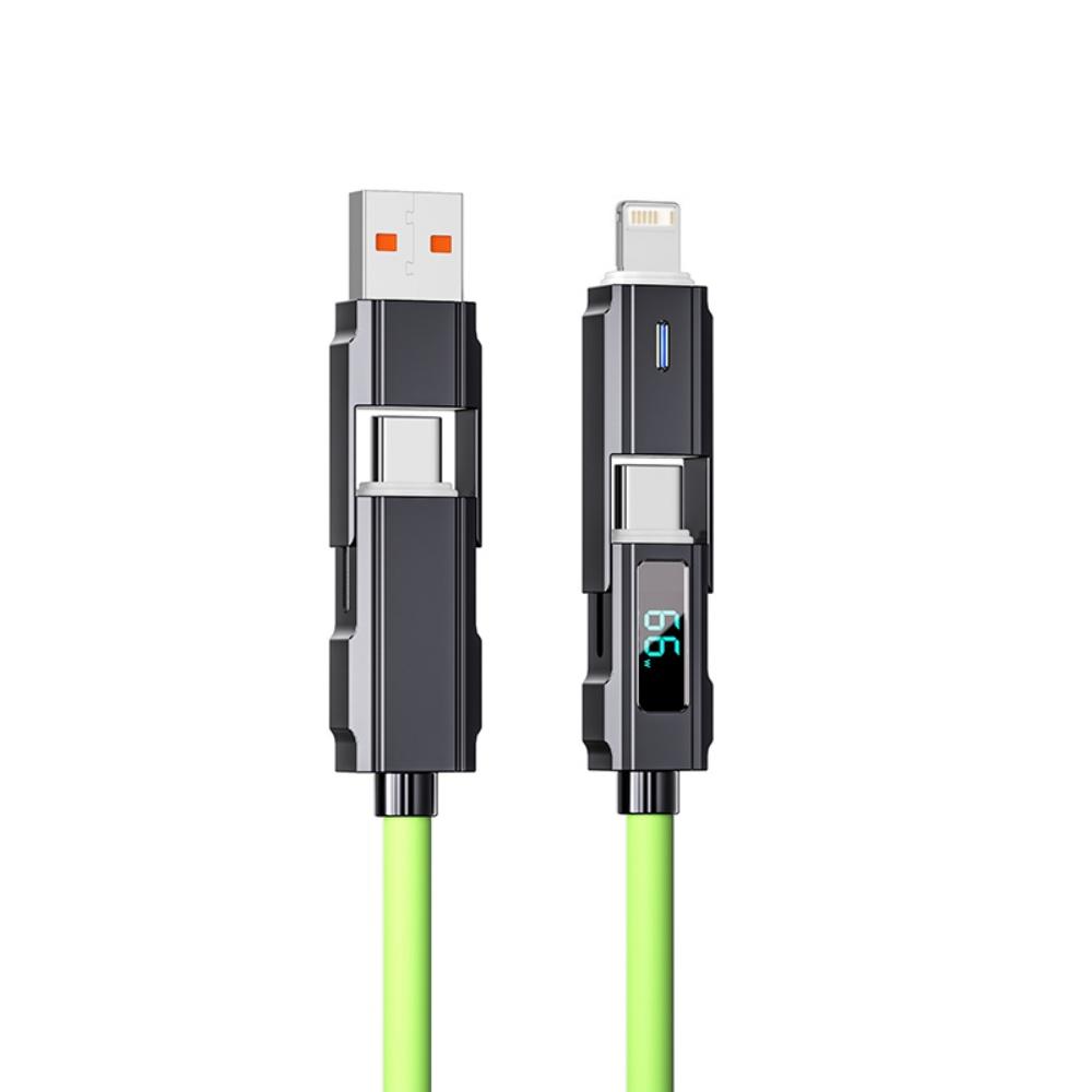 Smart LED Digital Display Cable 4-in-1 66W PD Quick Charge Real Time Power Monitoring Compatible iPhone Samsung Huawei Xiaomi