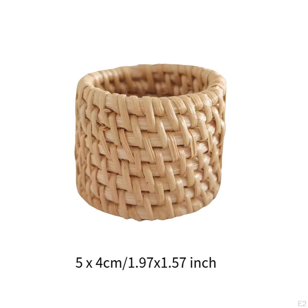 Runder gewebter Serviettenringhalter Rattan Rustikale Dekoration Schnalle für Geschirrzubehör