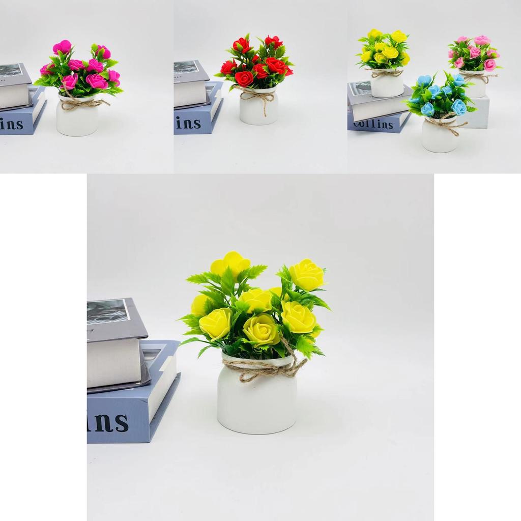 Foam Rose Artificial Potted Plant With Butterfly Accent For Indoor Decoration And Photography Use
