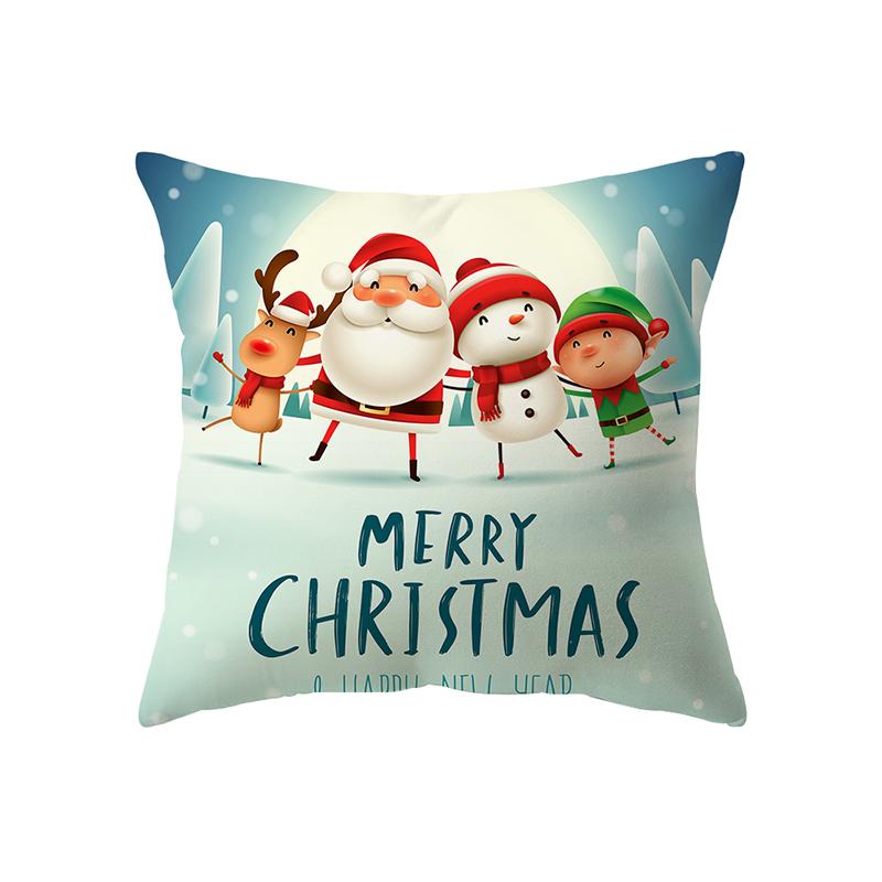 Merry Christmas Santa Claus Print Pattern Cushion Cover Home Living Room Sofa Decoration Square Polyester Pillow Pillow Cover