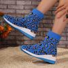 Fashion 2025 New Women's Knitted Ankle Boots Women's New Autumn Chunky Heel Round Head Elastic Fashion Sock Boots