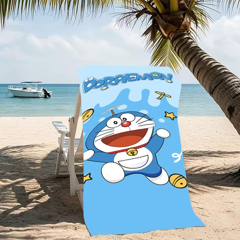 Beach Towel with Doraemon Pattern - Soft,absorbent,machine Washable Lightweight&Modern,swimming,Travel Essentials