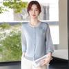 Stylish Gauze Sleeve Knit Top for Middle-Aged and Elderly Women – Versatile Three-Quarter Sleeve T-Shirt