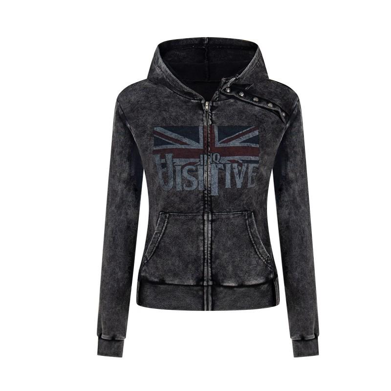 American Vintage Washed Hoodie Mens Slim Fit Short Sweatshirt Streetwear Rock Style