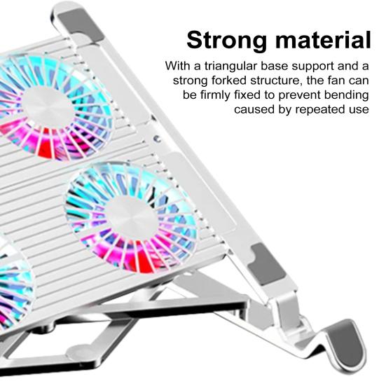 Chladicí podložka pro notebook 2/4 tiché ventilátory Výškově nastavitelné RGB Skládací hliníková slitina Počítačový chladič Stojan Držák chladiče PC Příslušenství