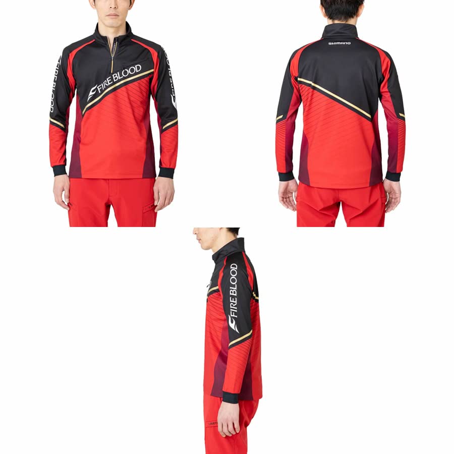 Shimano Limited Pro Warm Shirt Blood Size S Half-Zip SH-110V Red,