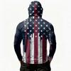 Top Casual de Manga Larga con Capucha para Hombre con Estampado de Bandera del Día de la Independencia Ligero Pulóver para Actividades al Aire Libre