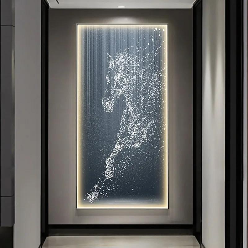 Modern Porch Art Decoration Painting Led Light Mural Light Italian Abstract Horse Living Room Corridor Hanging Painting Light