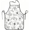 1pc Black And White Floral Line Art Print Apron, Durable And Easy To Clean, Adjustable Waistband, Polyester Material, for Kitchen Cooking, Gardening, 