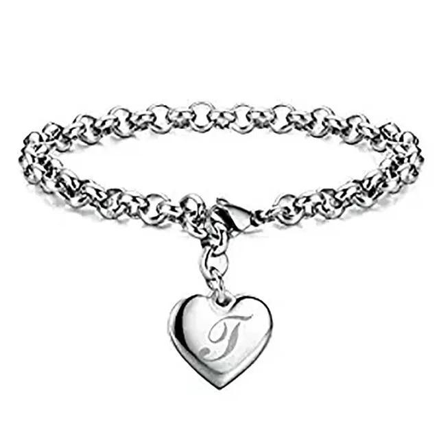 925 Sterling Silber Fein 26 Buchstaben Damen Herren Kette Armband Charm Herz Niedlich Hochzeit Persönlichkeit Schmuck Dame Geschenk Party 20cm