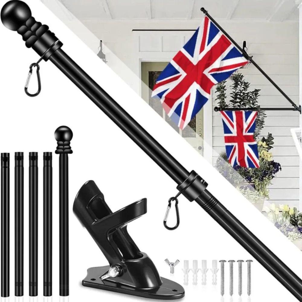 6Ft Flag Pole Kit Stainless Steel Heavy Duty Rotating Flag Collapsible 360 Degree Rotating Stand Flagpole Yard Banner Holder