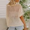 Women's Sexy Hollow Out Five Sleeve Beach Blouse Colour Knitted Top