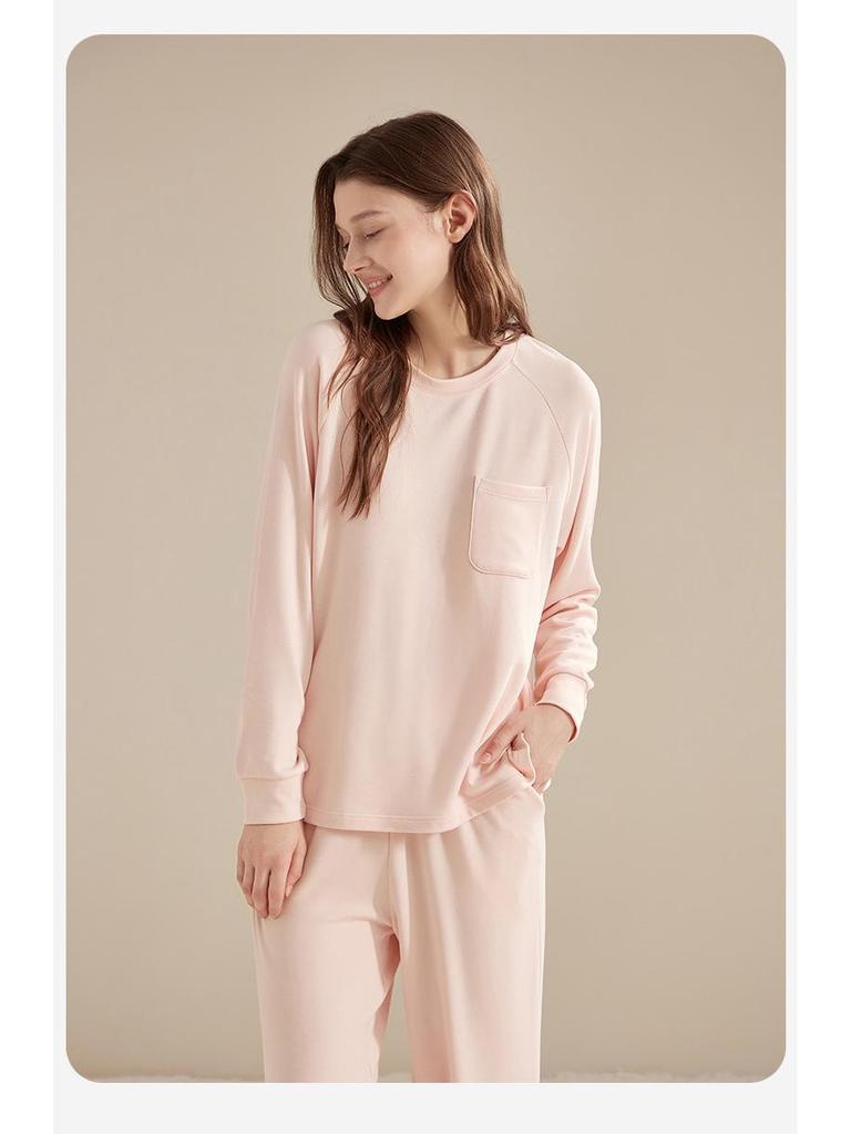 Women's Fleece-Lined Cozy Pajama Set - Long Sleeve Sweatshirt & Pants for Autumn/Winter