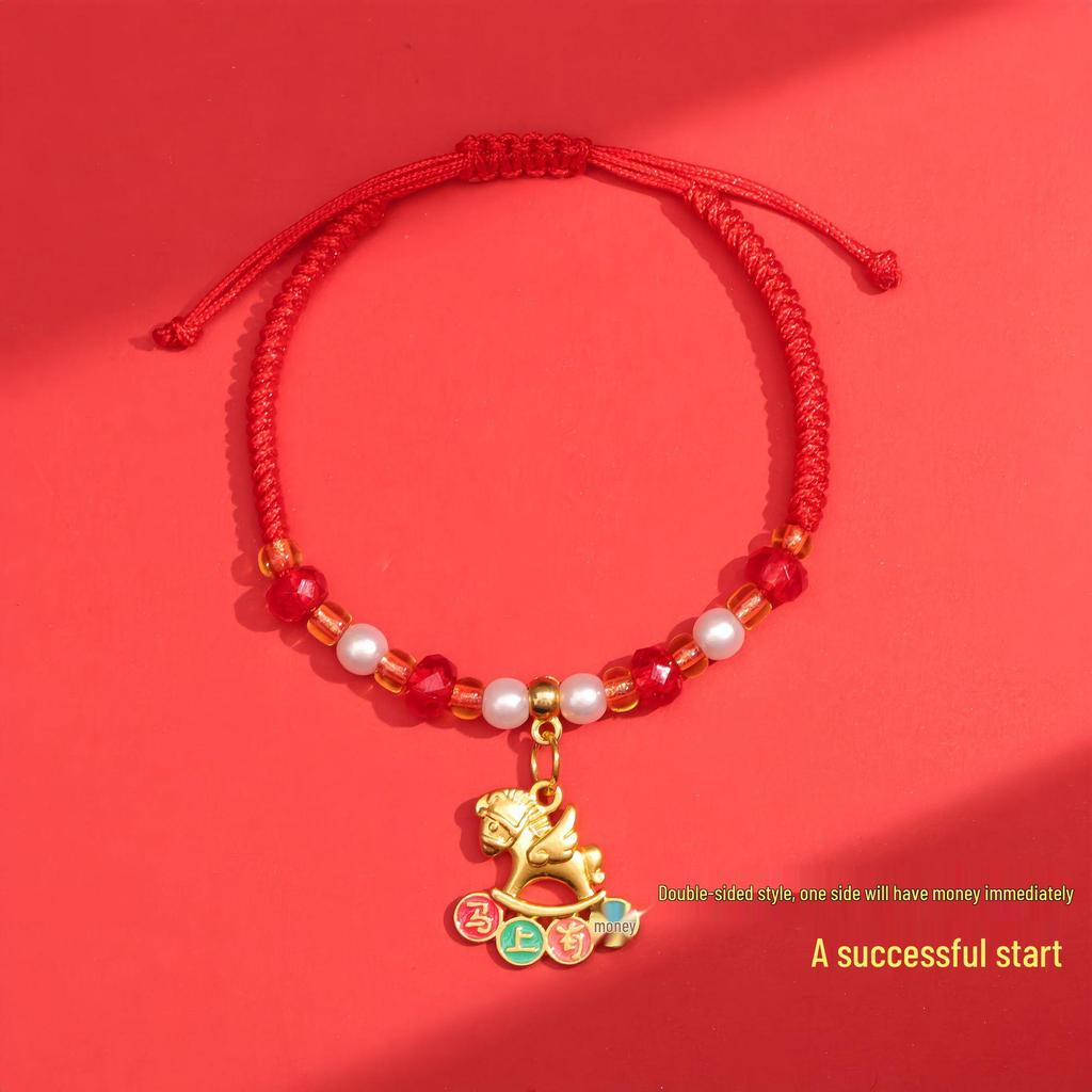 2026 Year of the Horse Red String Bracelet, Handmade Ethnic Style Hand Rope, New Year Charm for Good Fortune.
