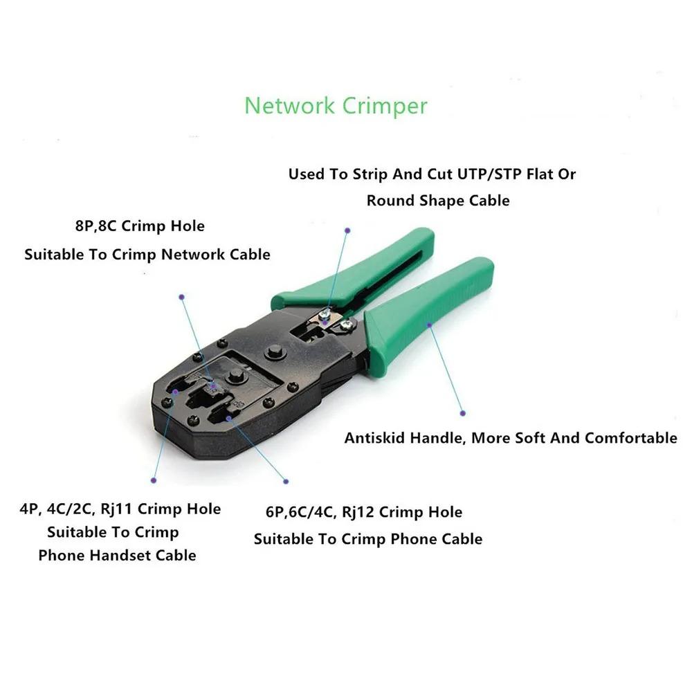 Network Tool Kit Professional Portable Ethernet Computer Maintenance LAN Cable Tester Crimper Cutter Repair Set with Bag