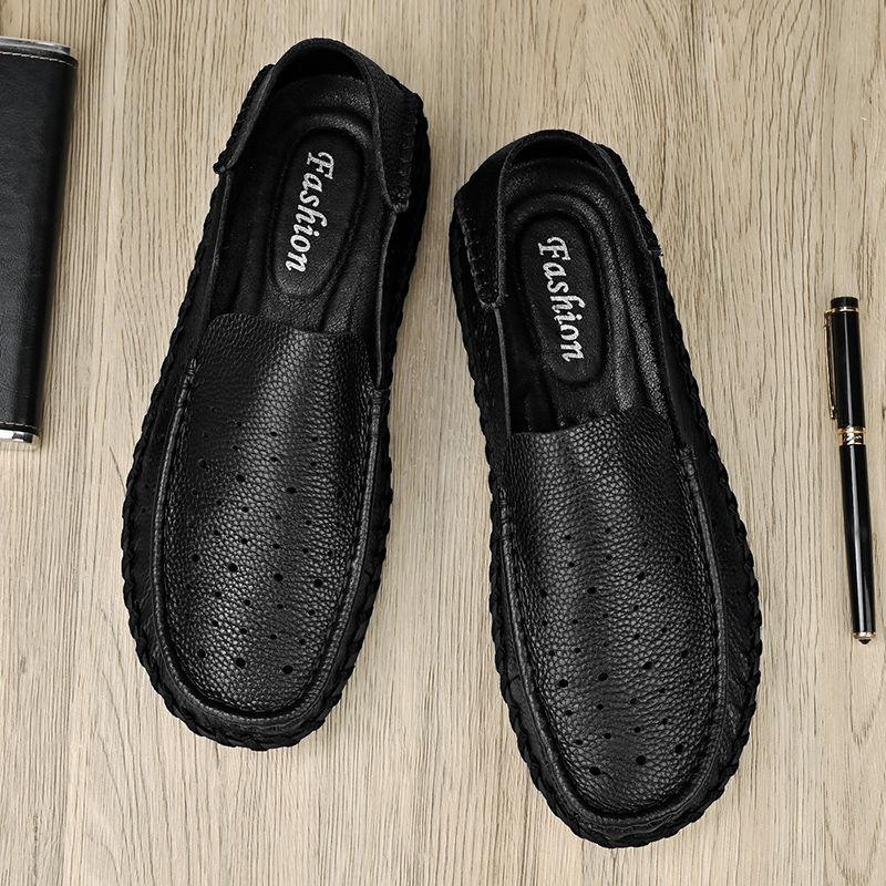 Wide Head Leather Shoes Men's Wide Soles and High Instep One Pedal 45 Father's 46 Summer 47 Fattened and Enlarged 48 Soft Leather