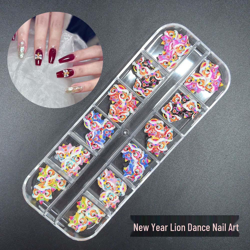 

3D Lion Dance Googly Eyes Nail Art for Spring Festival DIY Crafts