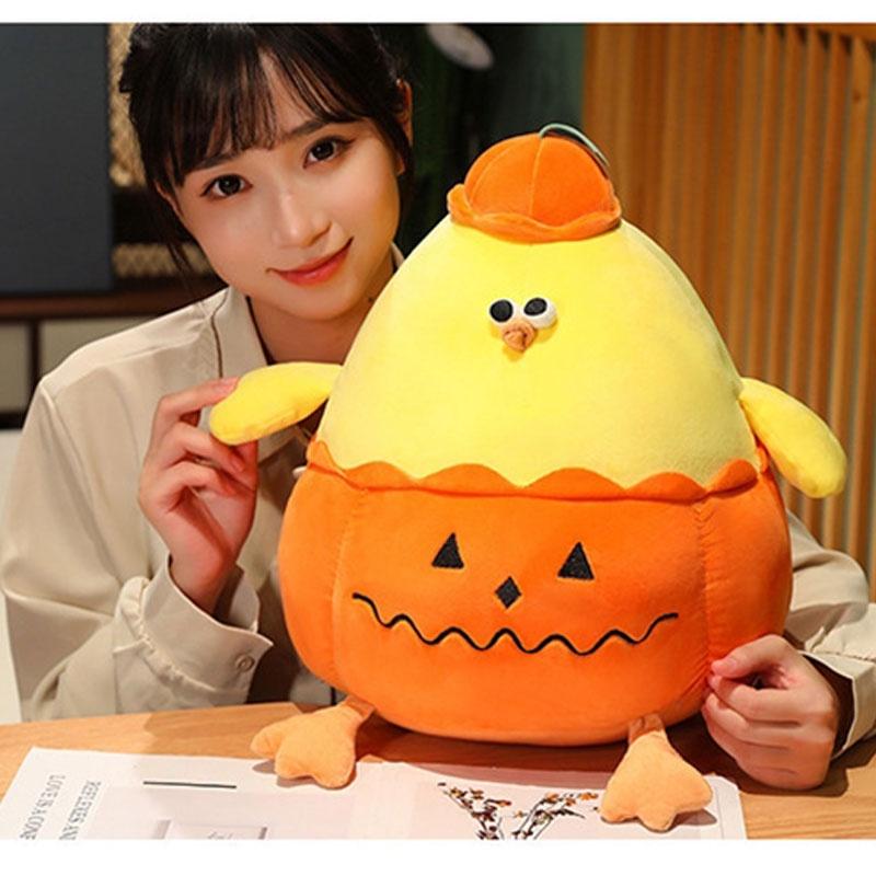 Funny Doodle Chicken Plush Toy Pumpkin Doll Cartoon Stuffed Animal For Halloween Gift