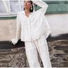 Camicia Pantaloni Tuta Donna Larga Monopetto Manica Lunga Top Gamba Larga Pantaloni Donna Tuta Estiva Set