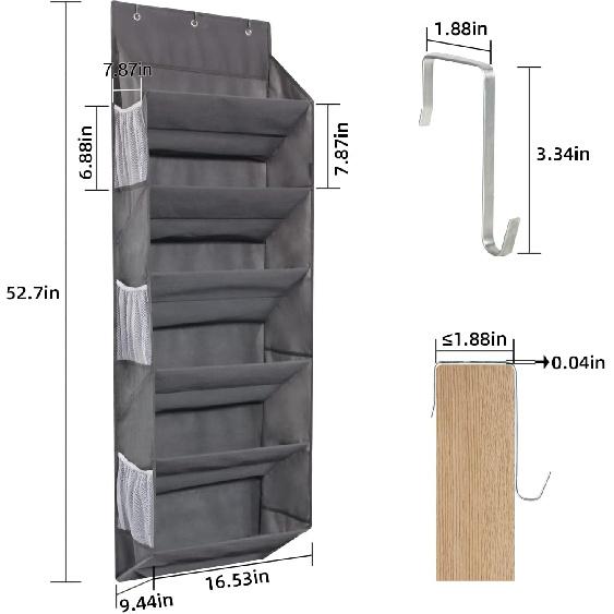 Over the Door Shoe Storage Organizer Hanging Fits 12 Pairs Shoes with 6 Mesh Pockets 6 Deep Large Pockets 50lbs Weight Capacity Behind the Door Shoe