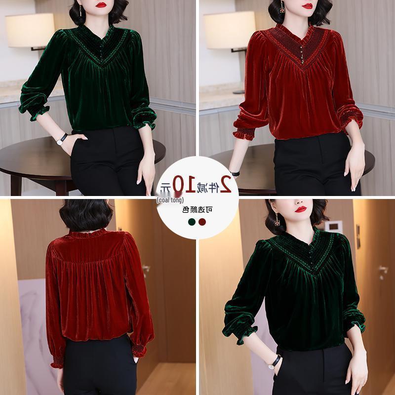 Golden Velvet Retro Women's Top - Autumn/Winter 2025