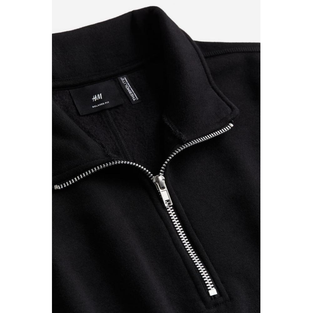 H M tHerMolite Loose Fit Zip Top sweatsHirt Black