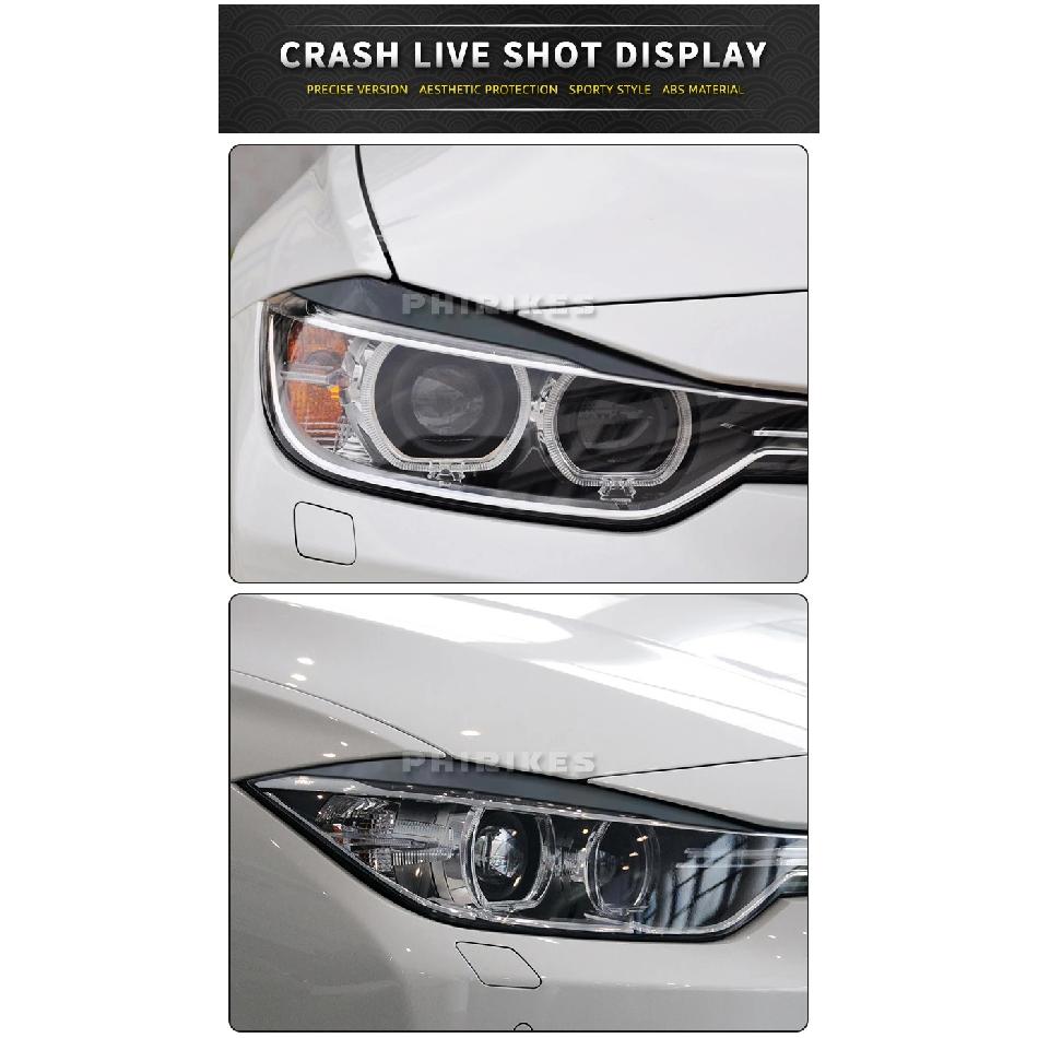 Gloss Black ABS Headlight Eyebrow Eyelid Cover Trim Stickers For BMW F30 F32 F33 F34 F35 F31 318i 320i 2013-2019